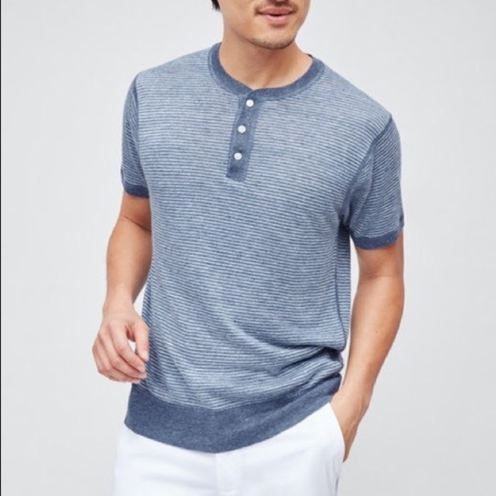 Bonobos Short Sleeve Linen Henley Slim T-Shirt